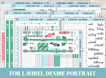 DECEMBER Stickers for The Scout Laurel Denise Planner (formerly Portrait Planner). "Peppermint Lane" || PPL