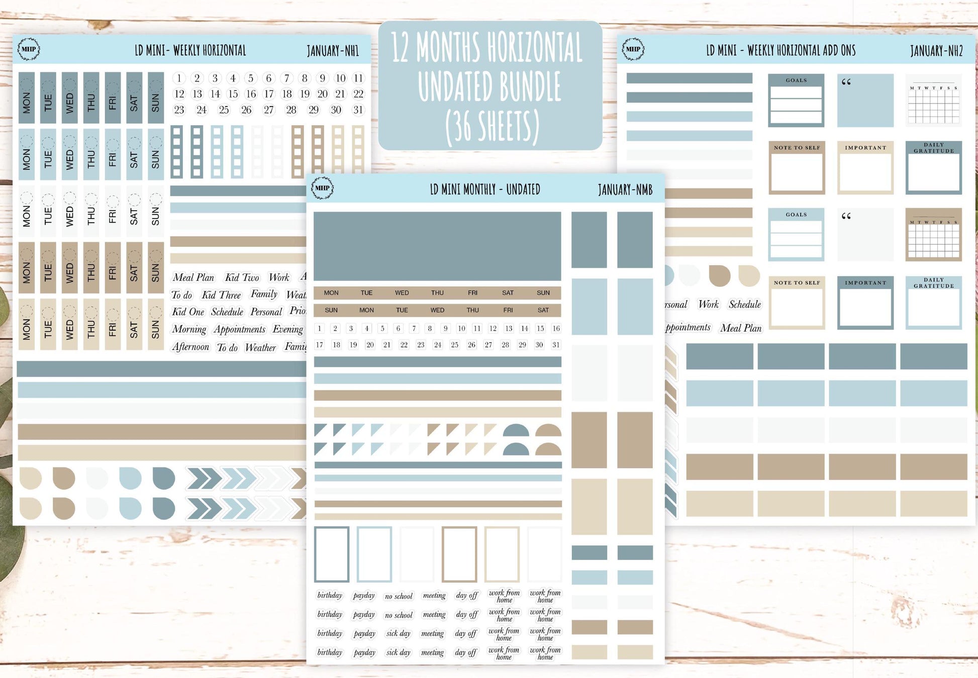 Neutral Color Bundles for Small Horizontal & Vertical Laurel Denise Planners. (Formerly Mini Planner) || NMBDLS