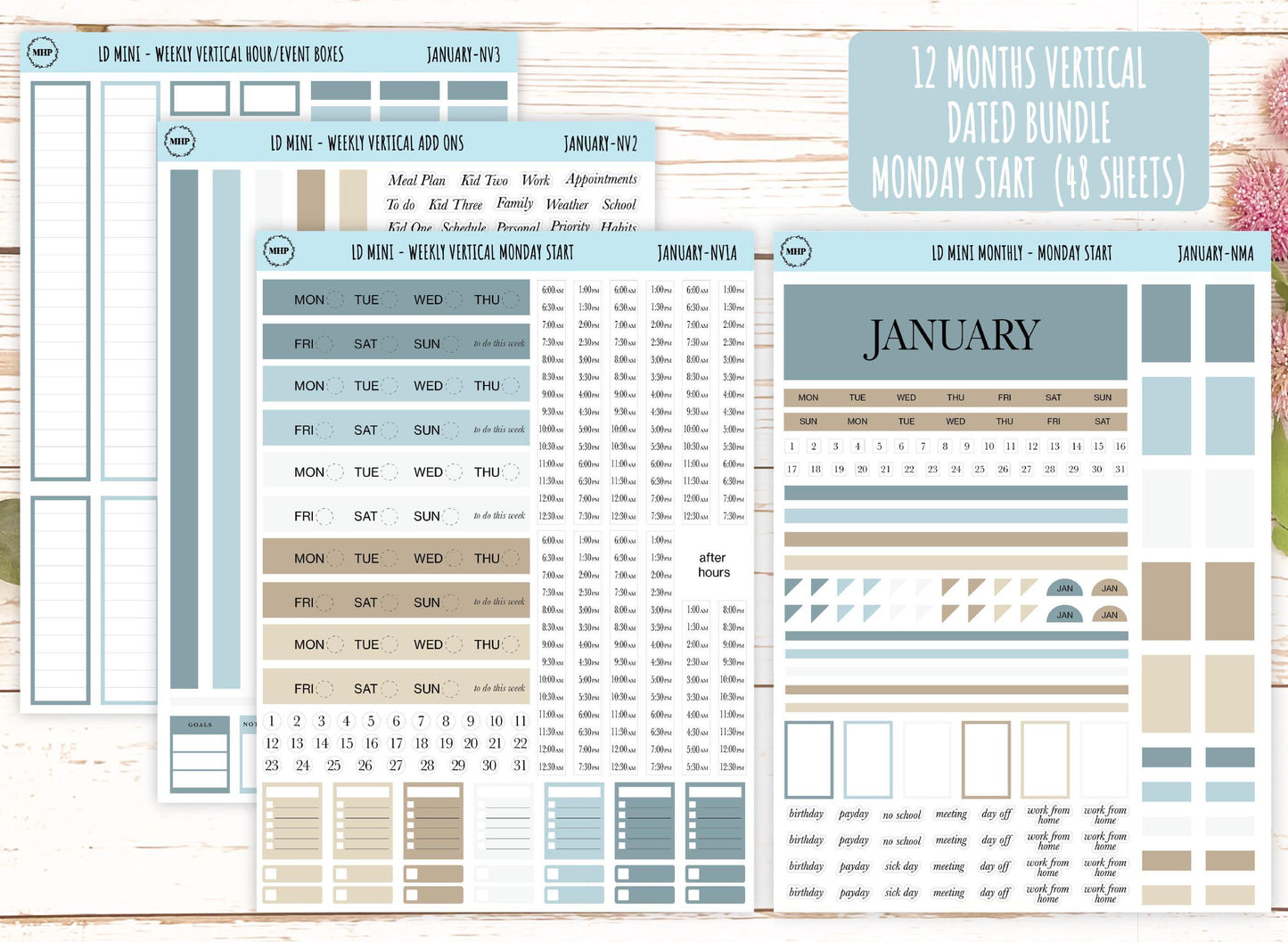Neutral Color Bundles for Small Horizontal & Vertical Laurel Denise Planners. (Formerly Mini Planner) || NMBDLS