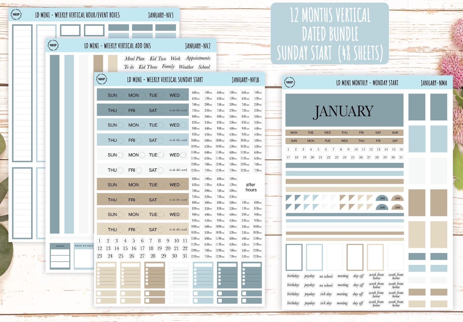 Neutral Color Bundles for Small Horizontal & Vertical Laurel Denise Planners. (Formerly Mini Planner) || NMBDLS