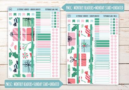 DECEMBER Stickers for The Scout Laurel Denise Planner (formerly Portrait Planner). "Peppermint Lane" || PPL