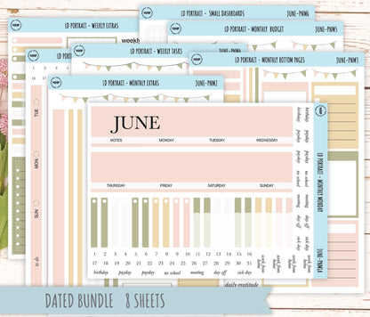 JUNE Stickers for The Scout Laurel Denise Planner (formerly Portrait Planner). Neutral Color || PN