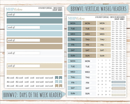 JANUARY Stickers for The Mae & Kristy Laurel Denise Planners (formerly Book Bound Planner). Neutral Color || BBN