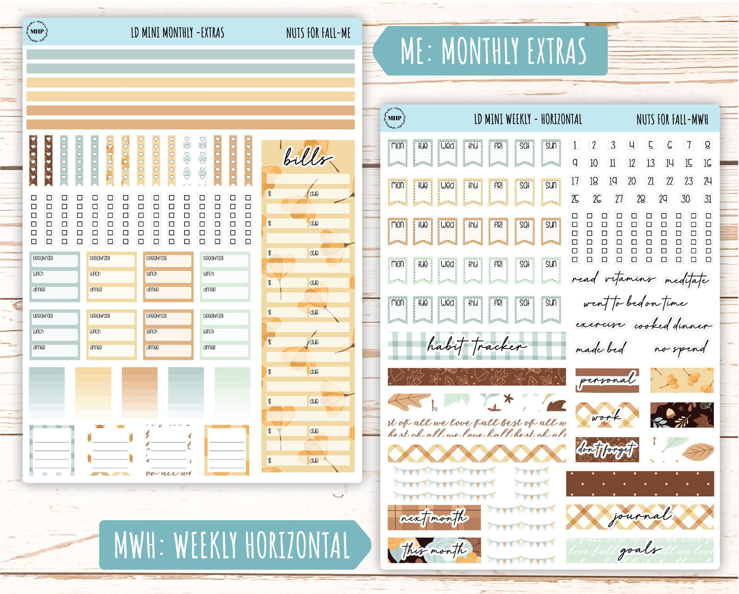 October Stickers for small Laurel Denise Planners "Nuts for Fall" || MNF