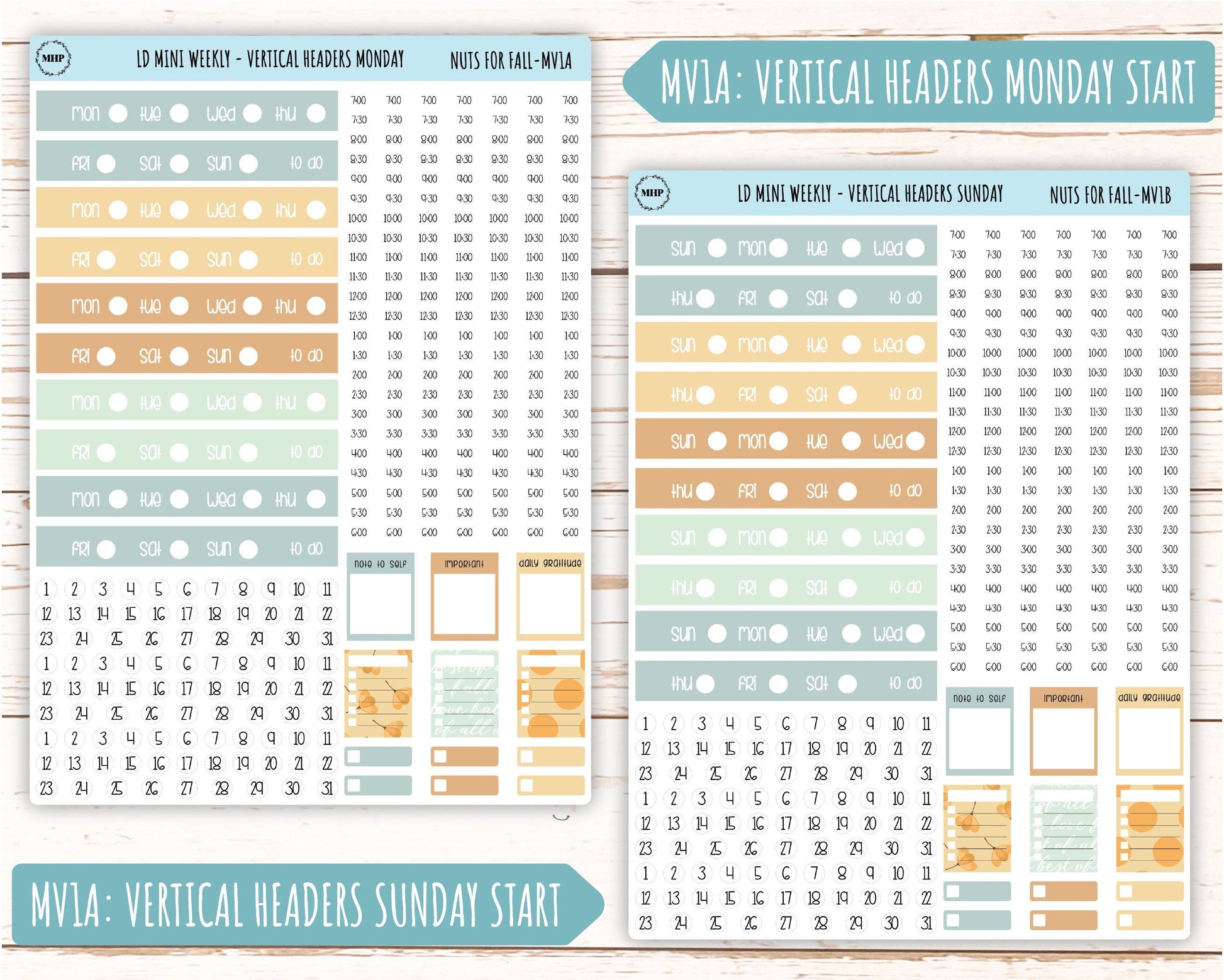 October Stickers for small Laurel Denise Planners "Nuts for Fall" || MNF