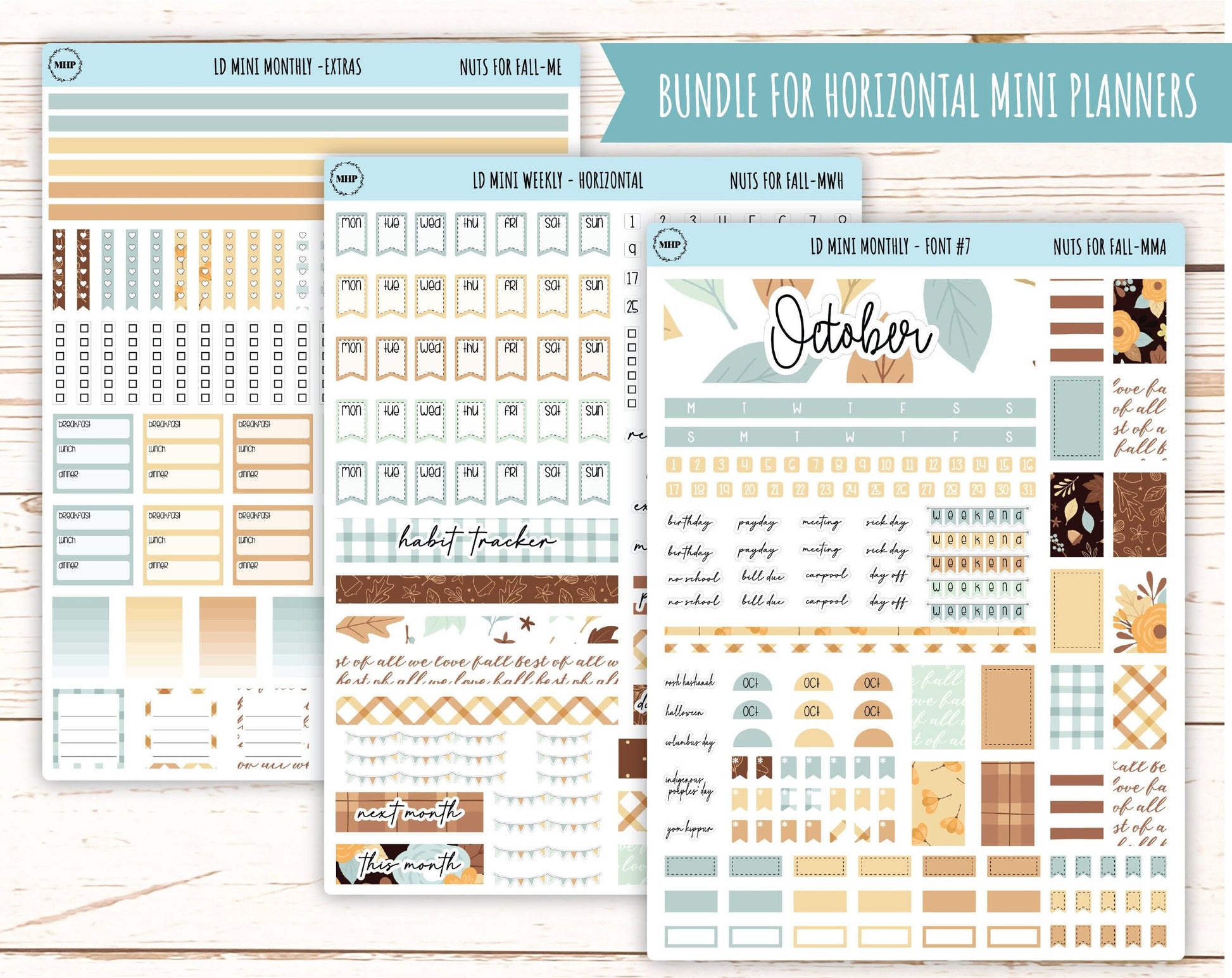 October Stickers for small Laurel Denise Planners "Nuts for Fall" || MNF