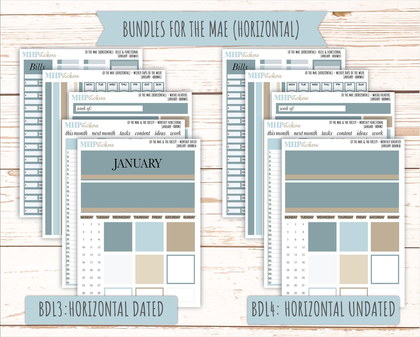 JANUARY Stickers for The Mae & Kristy Laurel Denise Planners (formerly Book Bound Planner). Neutral Color || BBN