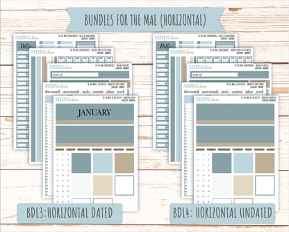 JANUARY Stickers for The Mae & Kristy Laurel Denise Planners (formerly Book Bound Planner). Neutral Color || BBN