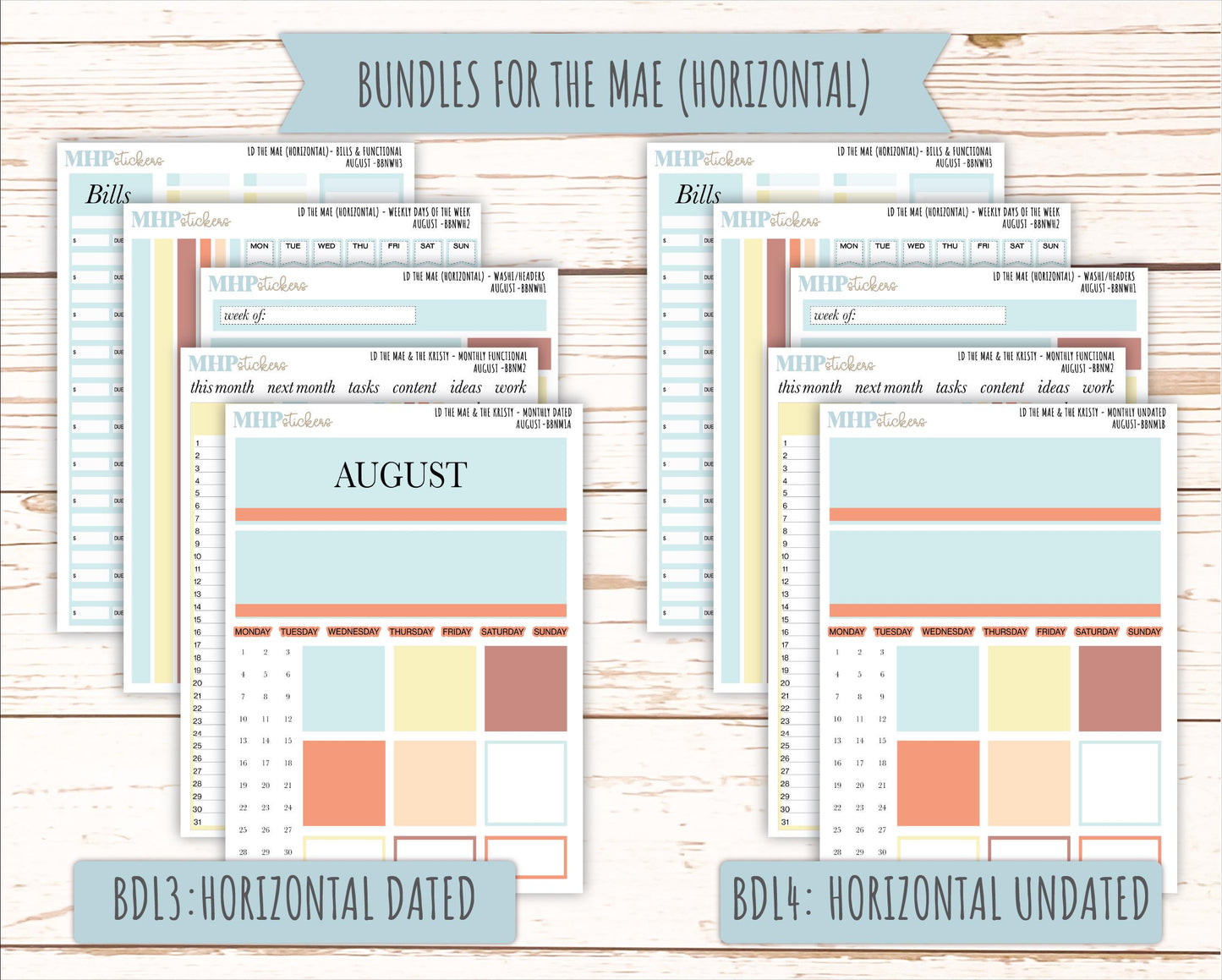 AUGUST Stickers for The Mae & Kristy Laurel Denise Planners (formerly Book Bound Planner). Neutral Color || BBN