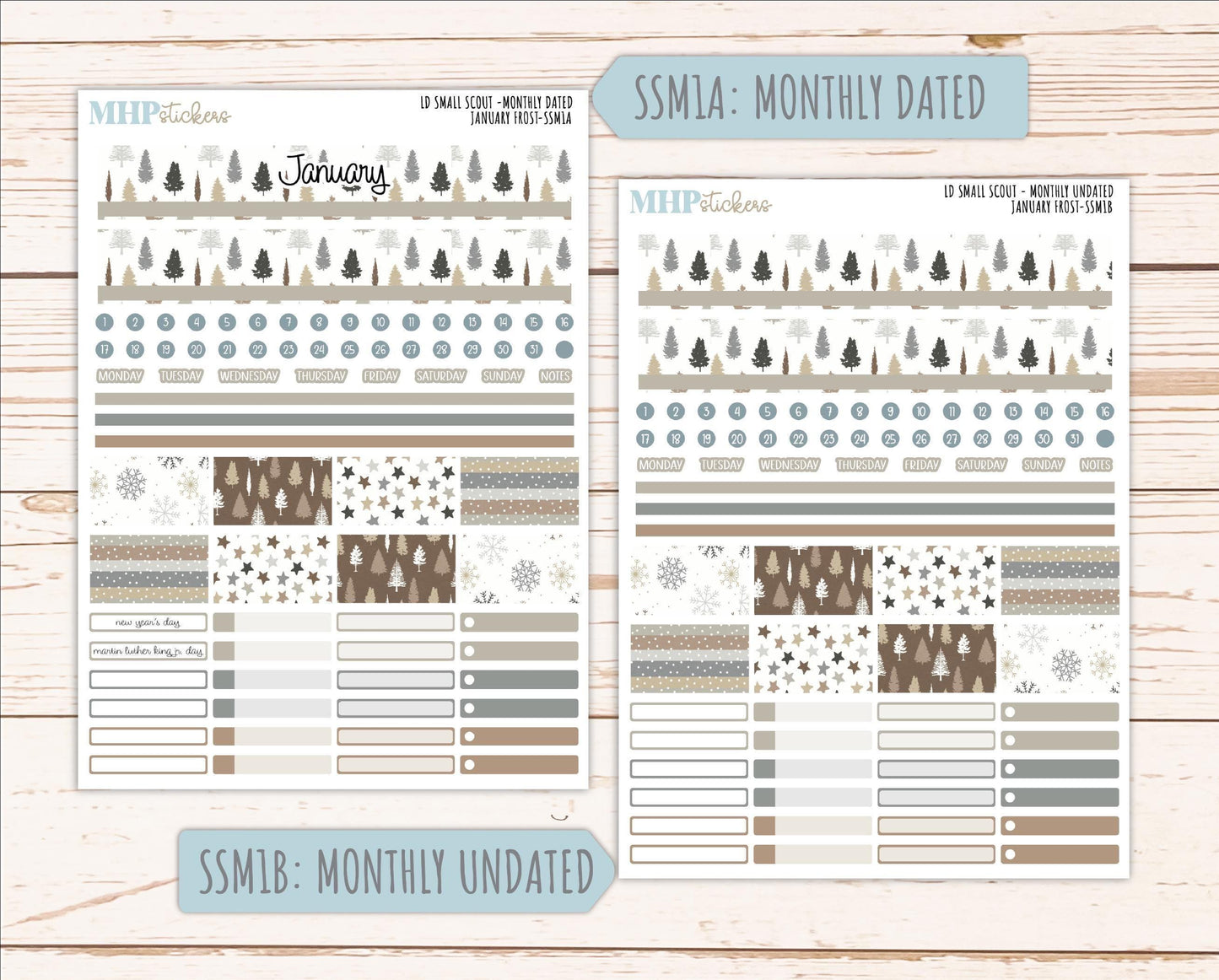 JANUARY 2026 Stickers for the Small Scout Planner. For Laurel Denise Planners. "January Frost" ||SS