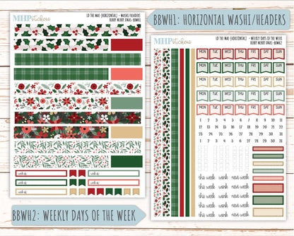 DECEMBER 2025 Stickers for The Mae & The Kristy Laurel Denise Planners ( Formerly Book Bound Planner) "Berry merry XMas" || BB