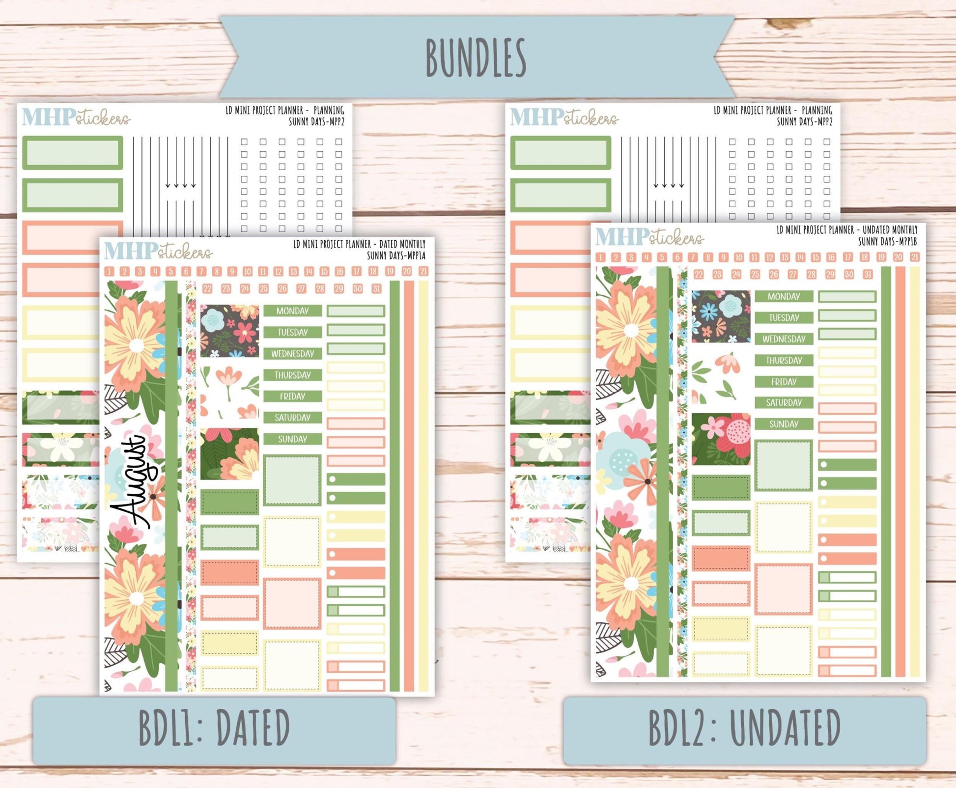 AUGUST 2025 Stickers for The Rose Small Laurel Denise Planner (Formerly Mini Project Planner) "Sunny Days" || MPPSD
