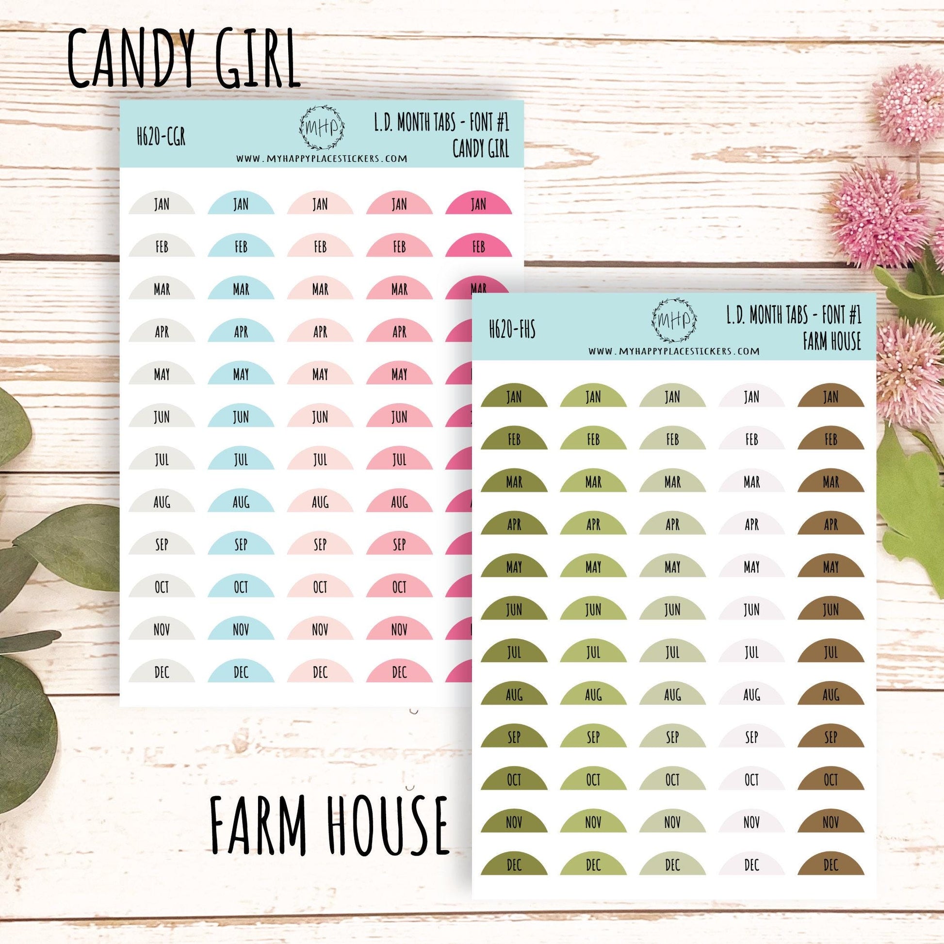 Abbreviated Month Tabs for Laurel Denise Large size Planners 2024 || H620