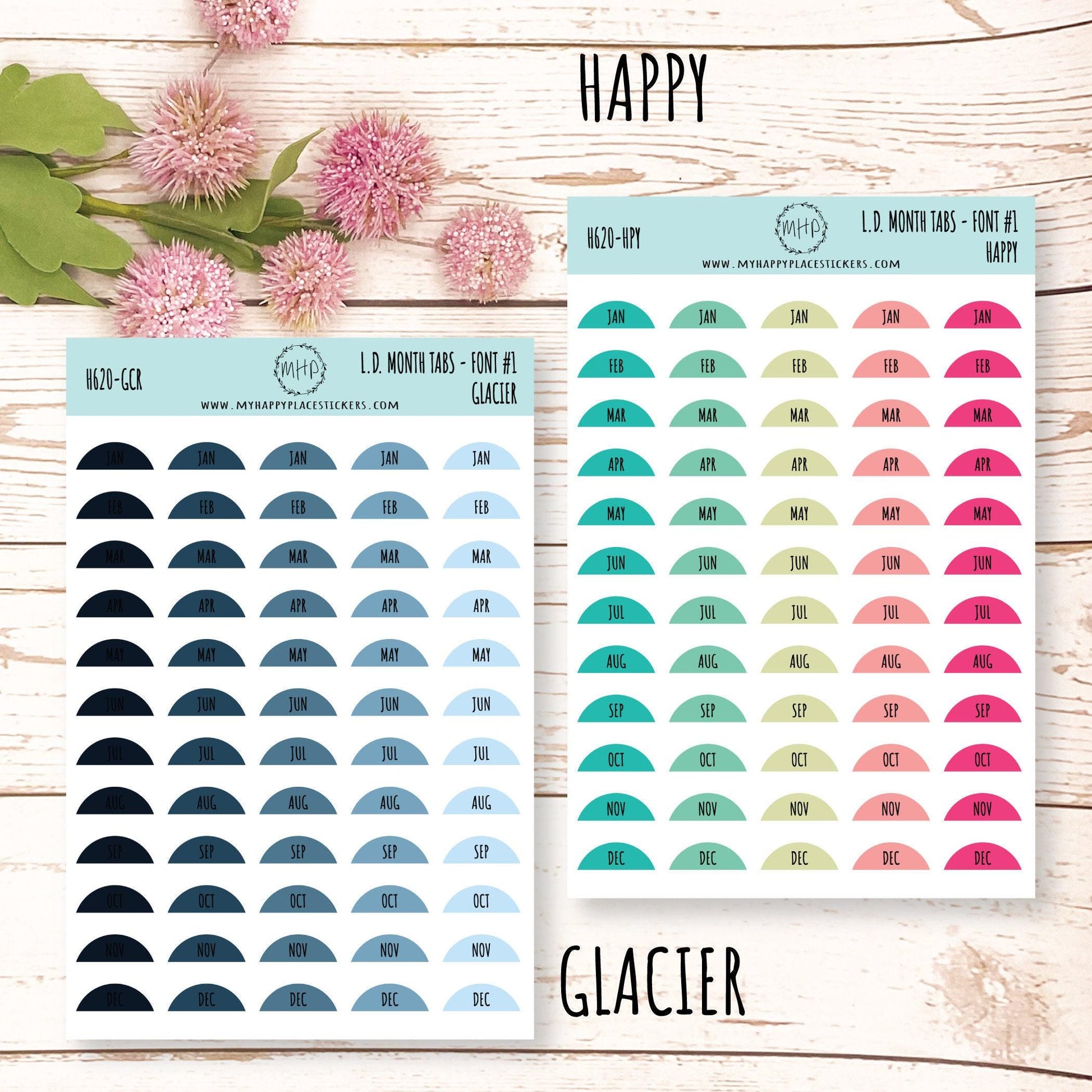 Abbreviated Month Tabs for Laurel Denise Large size Planners 2024 || H620