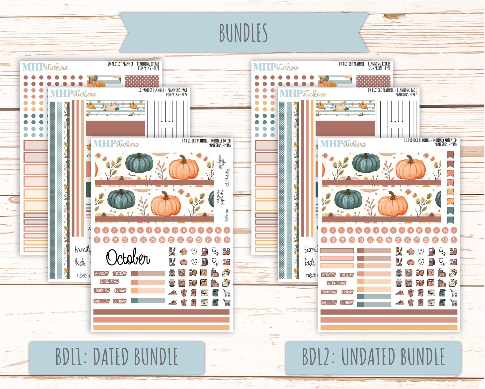 OCTOBER Stickers for the large Laurel Denise Rose Planner (Formerly Project Planner) "Pumpkins" || PP