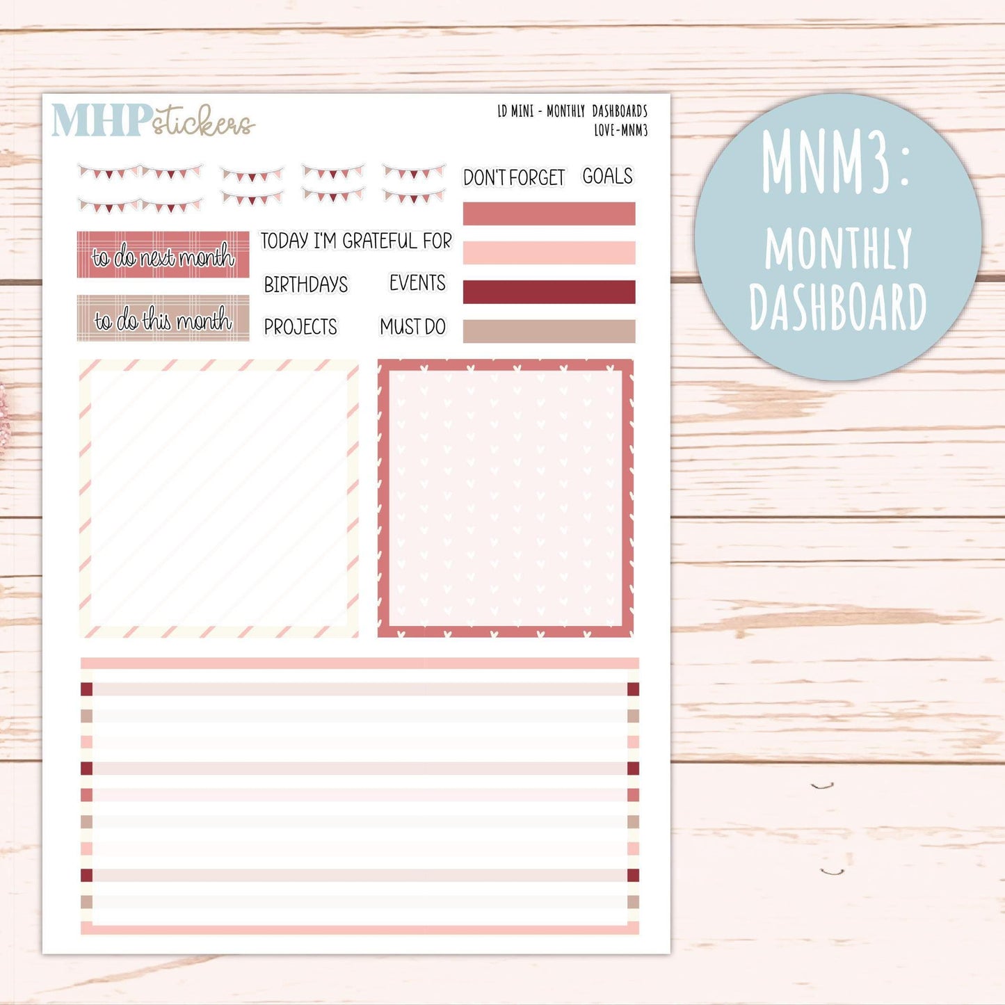 FEBRUARY 2025 Stickers for Small Horizontal & Vertical Laurel Denise Planners. (Formerly Mini Planner) "Love" || MNLV