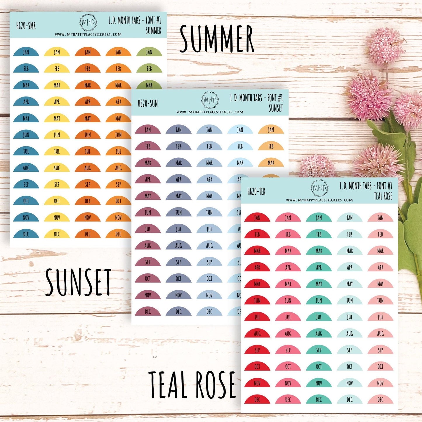 Abbreviated Month Tabs for Laurel Denise Large size Planners 2024 || H620