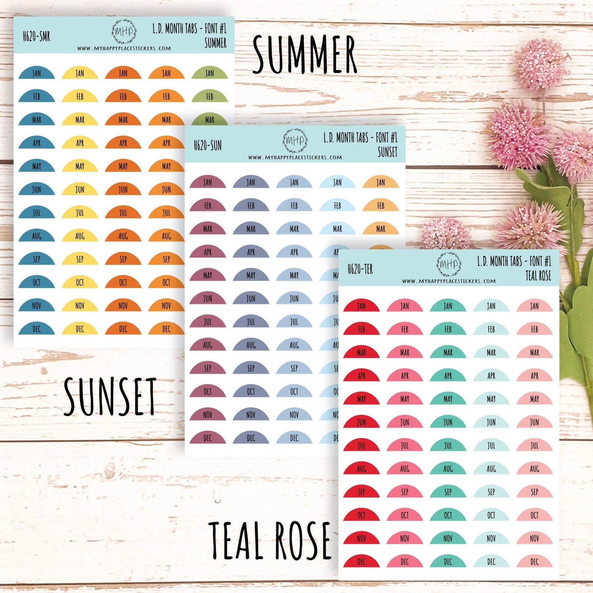 Abbreviated Month Tabs for Laurel Denise Large size Planners 2024 || H620