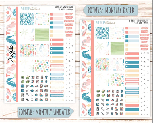 August 2025 Stickers for The Jo Laurel Denise Planner (Formerly Pop-Up Planner) "Island Vibes" || POPIV