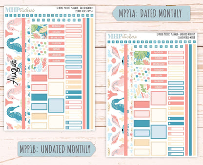 AUGUST 2025 Stickers for The Rose Small Laurel Denise Planner (Formerly Mini Project Planner) "Island Vibes" || MPPIV