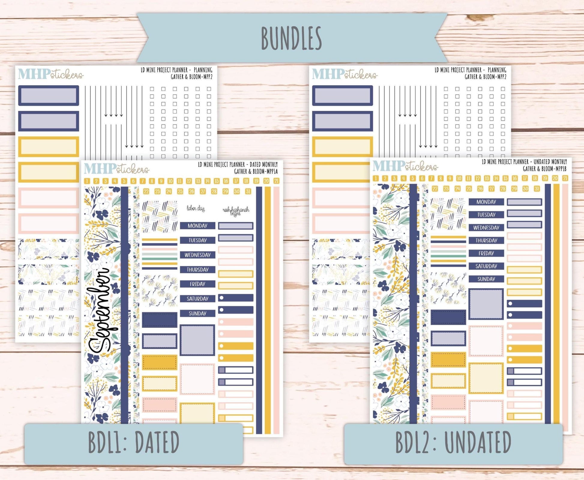 SEPTEMBER 2025 Stickers for The Rose Small Laurel Denise Planner (Formerly Mini Project Planner) "Gather and Bloom" || MPPIV
