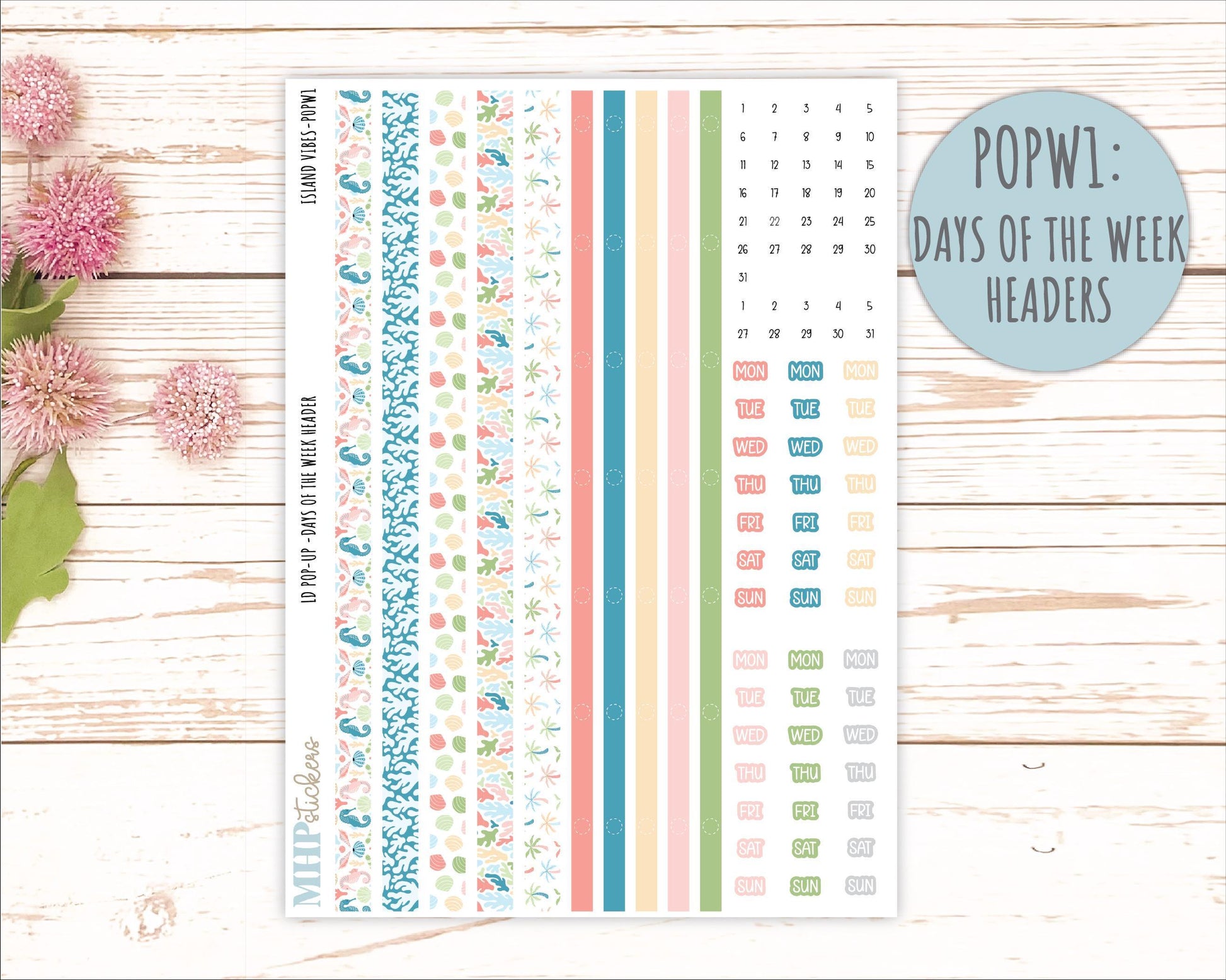 August 2025 Stickers for The Jo Laurel Denise Planner (Formerly Pop-Up Planner) "Island Vibes" || POPIV