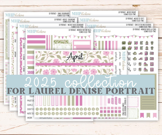 APRIL 2025 Stickers for The Scout Laurel Denise Planner (formerly Portrait Planner). "Flower Field" || PTFF