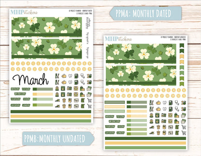 MARCH Stickers for The Rose Large Laurel Denise Planner (Formerly Project Planner) "St Patricks Flare" || PPSPF