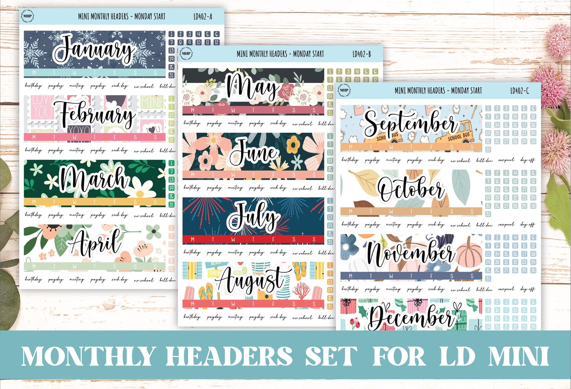 Monthly Headers Set for Laurel Denise small || LD402 & LD403