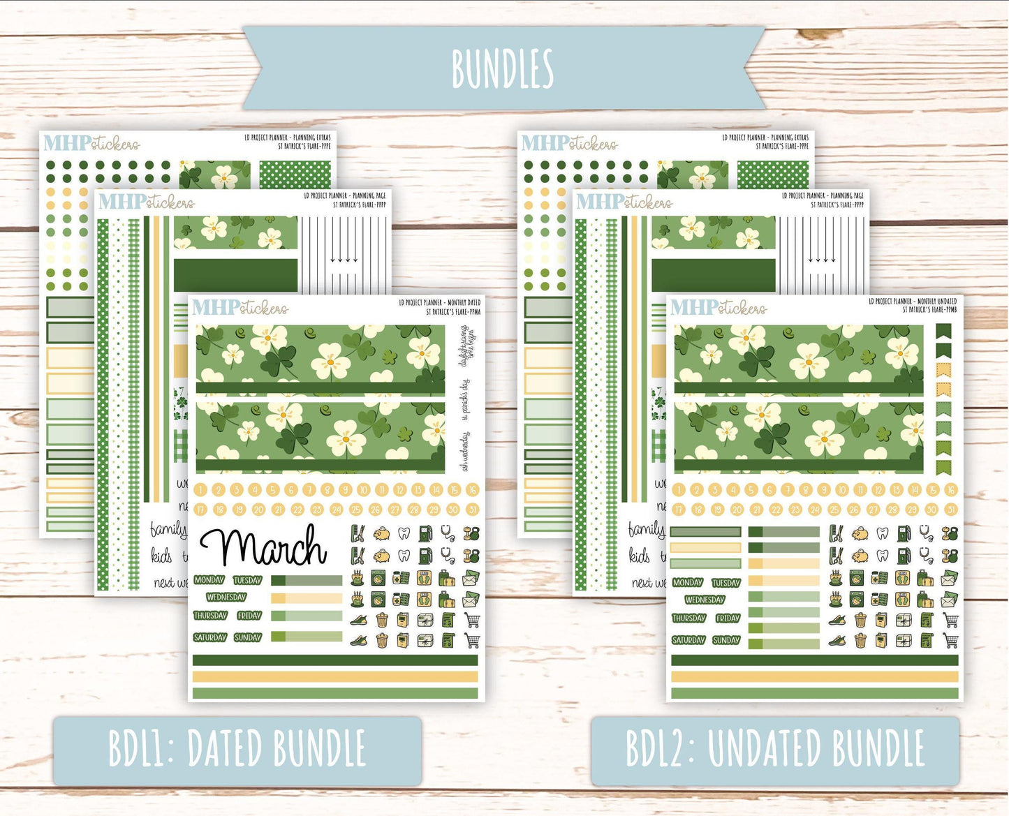 MARCH Stickers for The Rose Large Laurel Denise Planner (Formerly Project Planner) "St Patricks Flare" || PPSPF