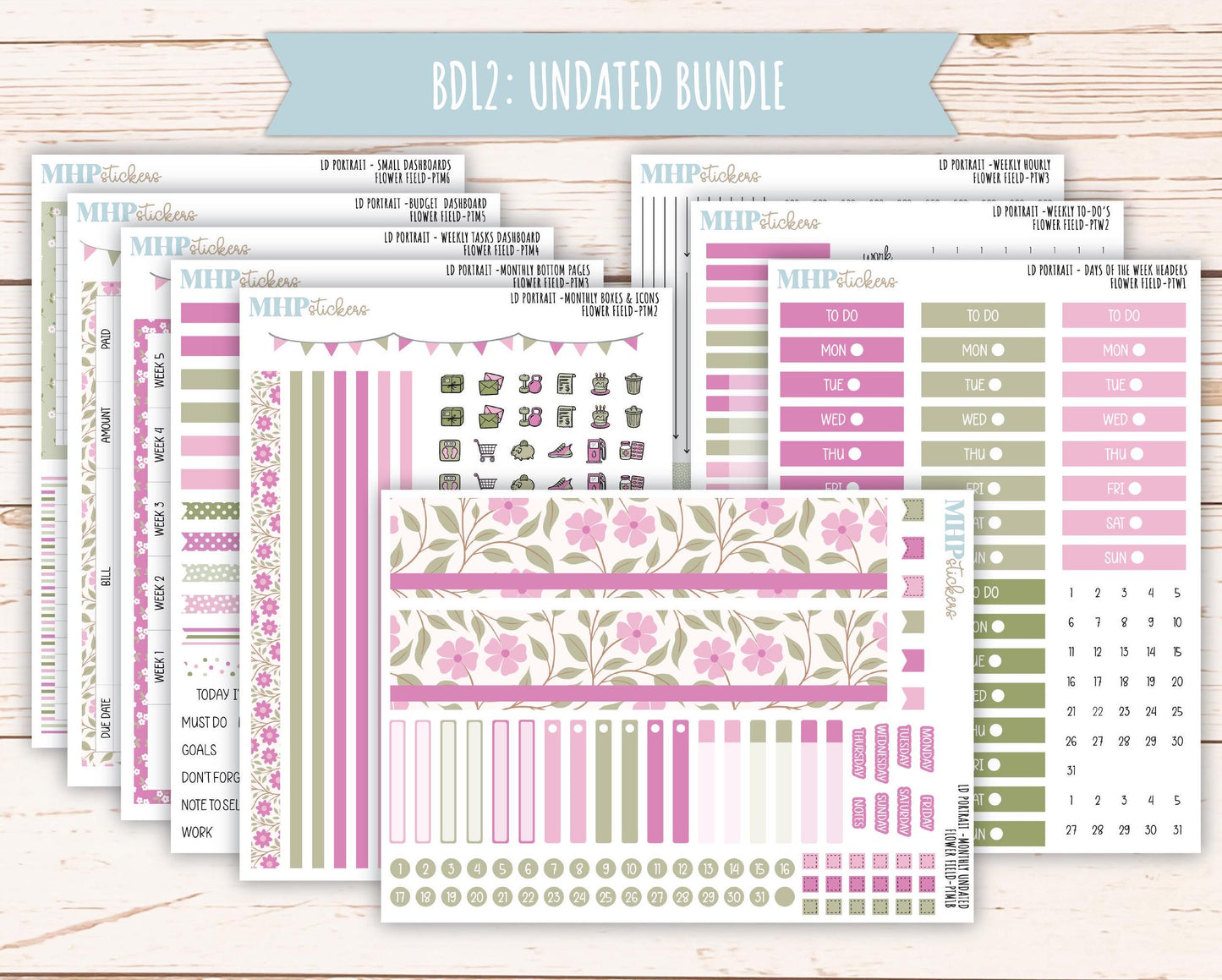 APRIL 2025 Stickers for The Scout Laurel Denise Planner (formerly Portrait Planner). "Flower Field" || PTFF