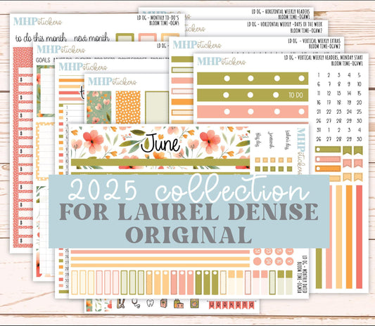 JUNE 2025 Stickers for Large size Horizontal & Vertical Laurel Denise Planner. (Formerly Original or Standar Size) "Bloom Time" || OGBT
