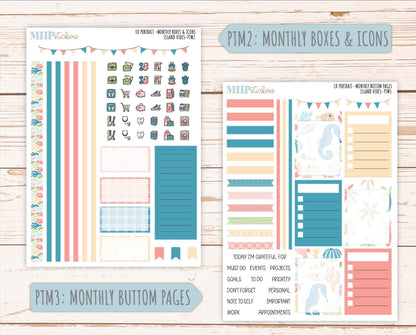 AUGUST 2025 Stickers for The Scout Laurel Denise Planner (formerly Portrait Planner). "Island Vibes" || PTIV