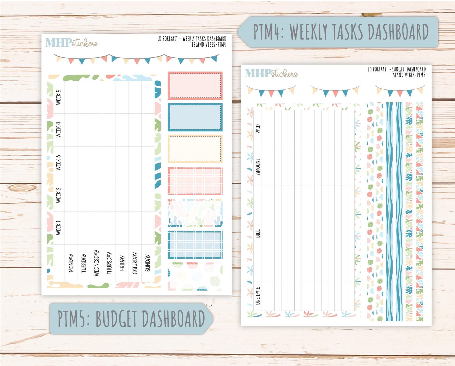 AUGUST 2025 Stickers for The Scout Laurel Denise Planner (formerly Portrait Planner). "Island Vibes" || PTIV