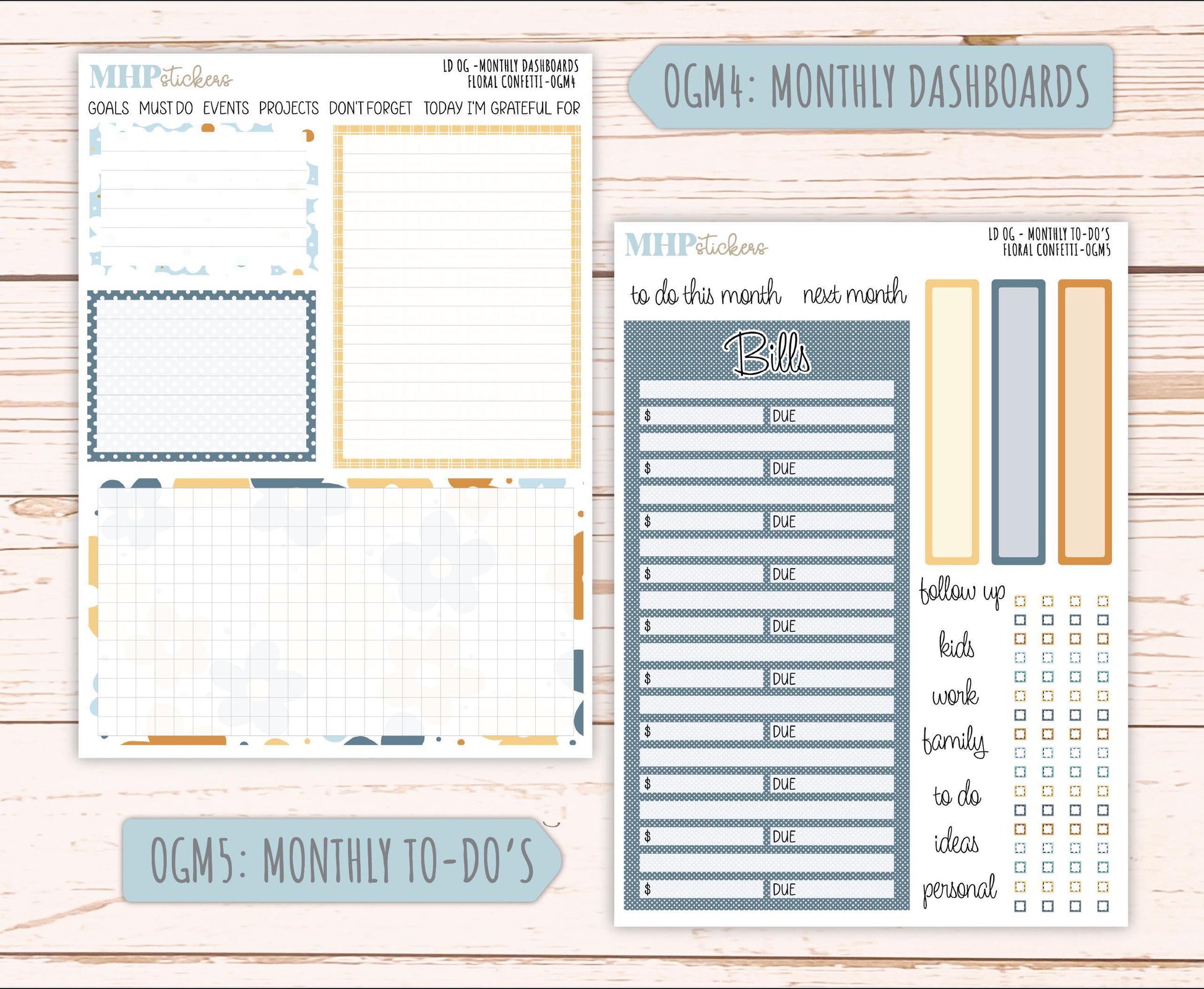 JUNE 2025 Stickers for Large size Horizontal & Vertical Laurel Denise Planners. (Formerly Original Size) "Floral Confetti" || OGFC
