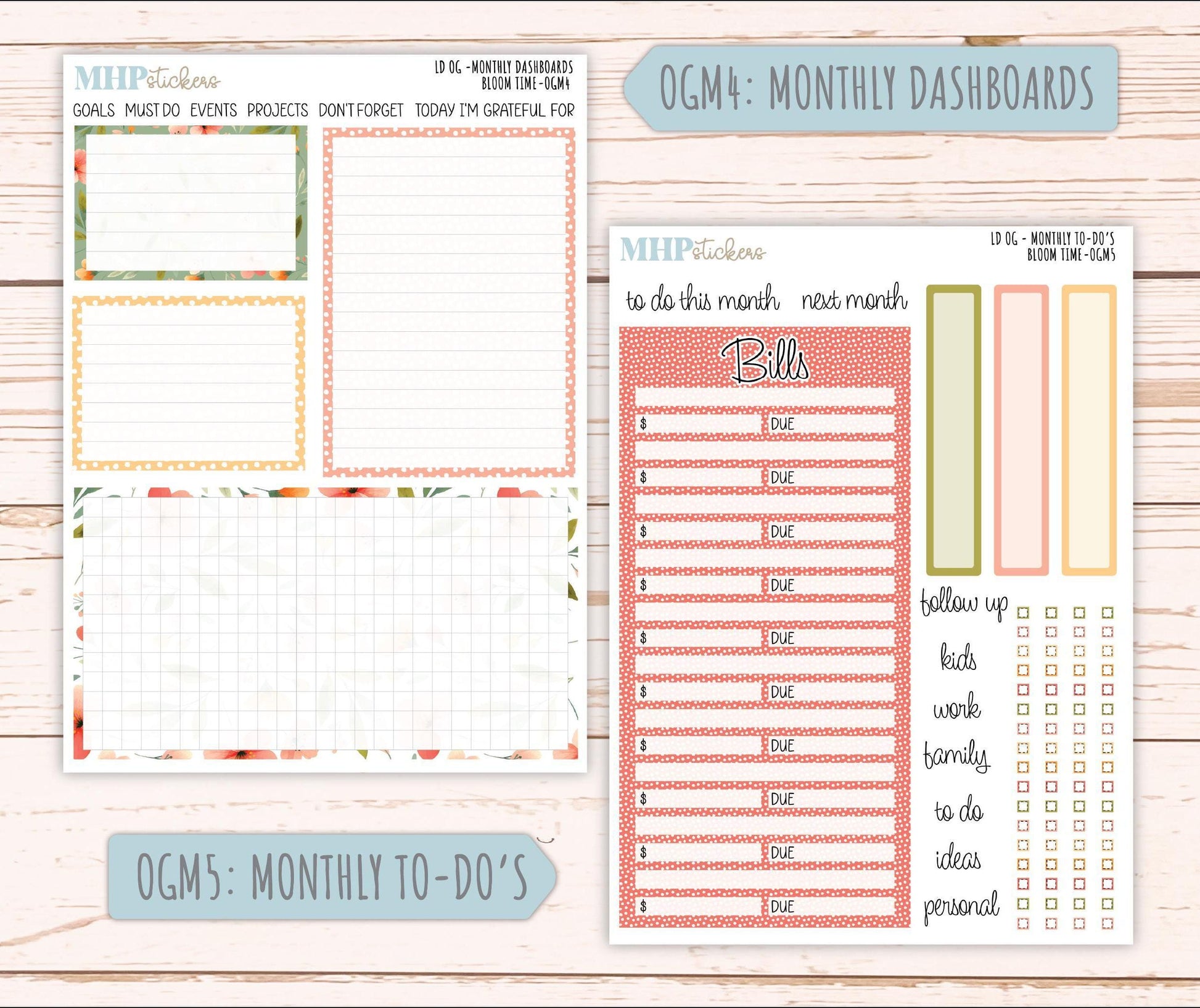JUNE 2025 Stickers for Large size Horizontal & Vertical Laurel Denise Planner. (Formerly Original or Standar Size) "Bloom Time" || OGBT