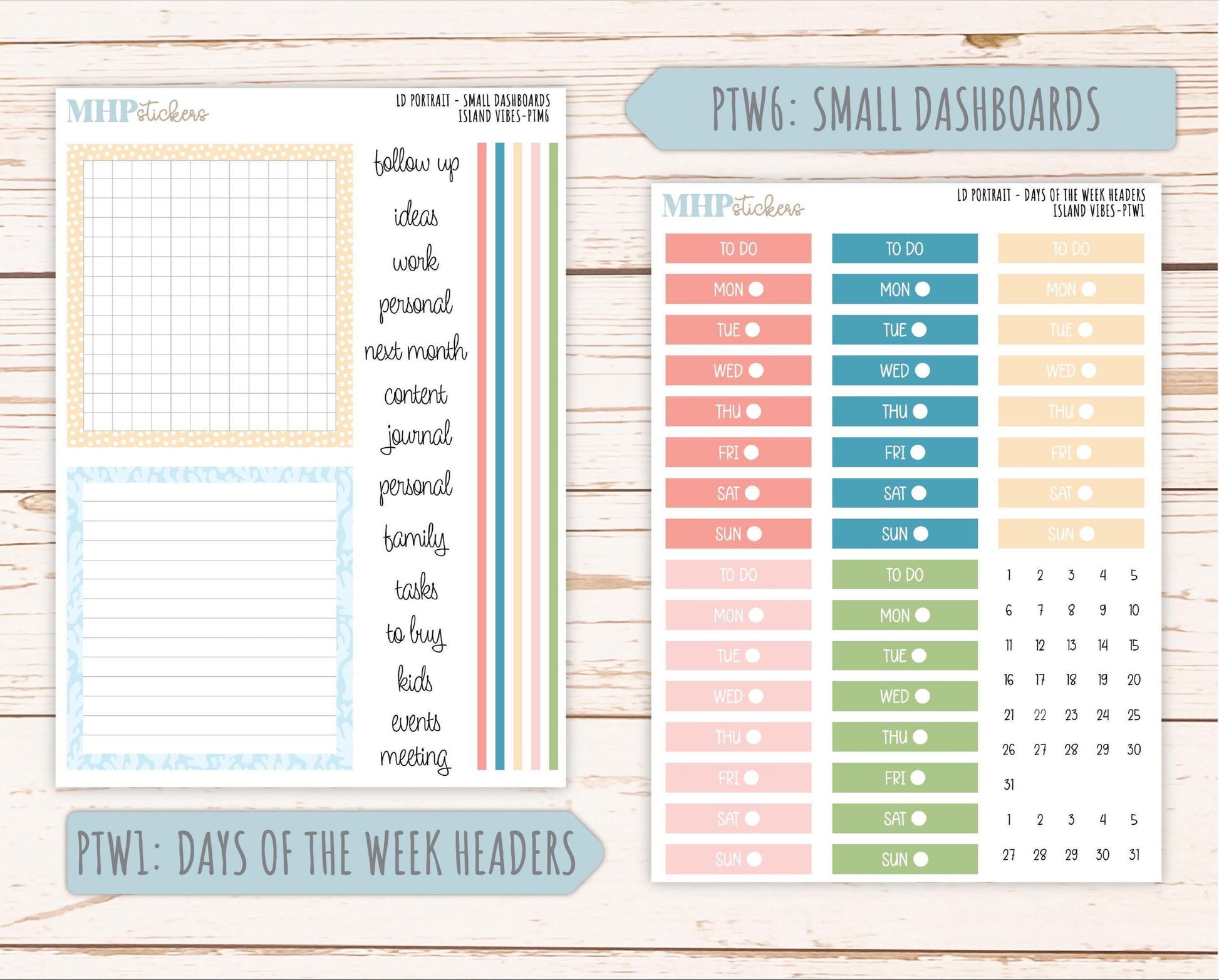 AUGUST 2025 Stickers for The Scout Laurel Denise Planner (formerly Portrait Planner). "Island Vibes" || PTIV
