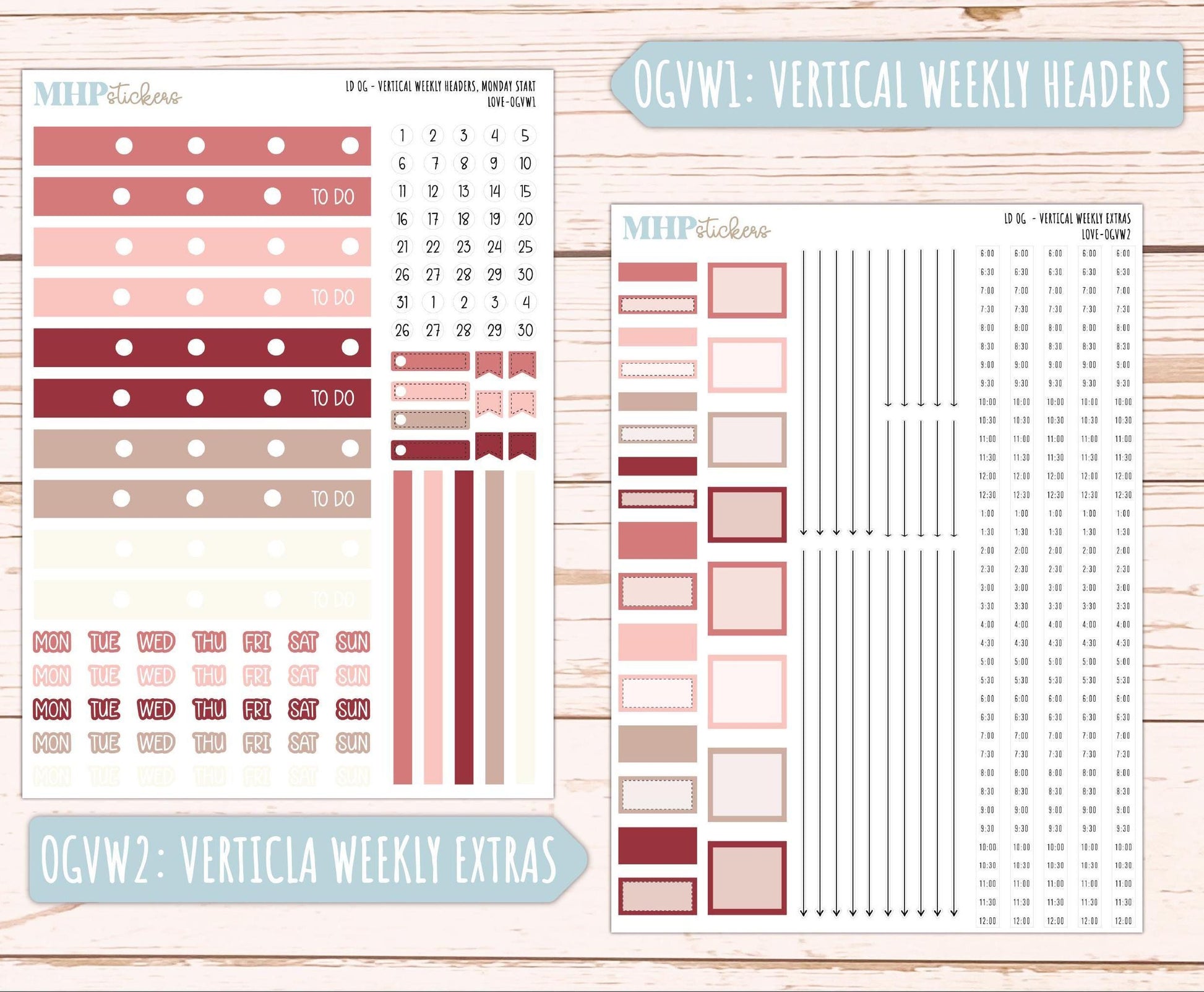 FEBRUARY 2025 Stickers for Large size Horizontal & Vertical Laurel Denise Planner. (Formerly Original or Standar Size) "Love" || OGLV