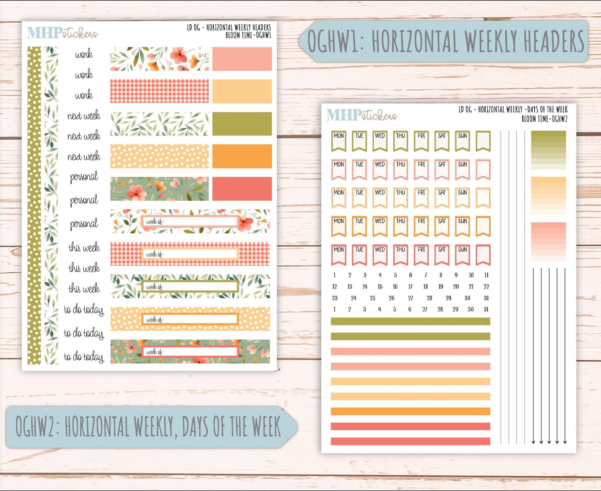 JUNE 2025 Stickers for Large size Horizontal & Vertical Laurel Denise Planner. (Formerly Original or Standar Size) "Bloom Time" || OGBT