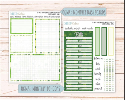 MARCH 2026 Stickers for Large Nancy & Anne Planners (Formerly Original Size). For Laurel Denise Planners. "Lucky Shamrock" || OG