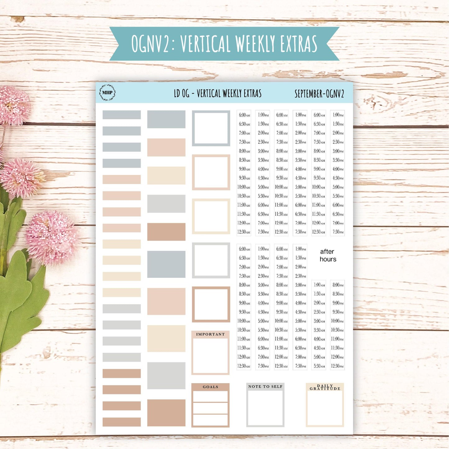 Neutral Color Stickers for Large size Horizontal & Vertical Laurel Denise Planner. (Formerly Original or Standar Size) SEPTEMBER || OGNSEP