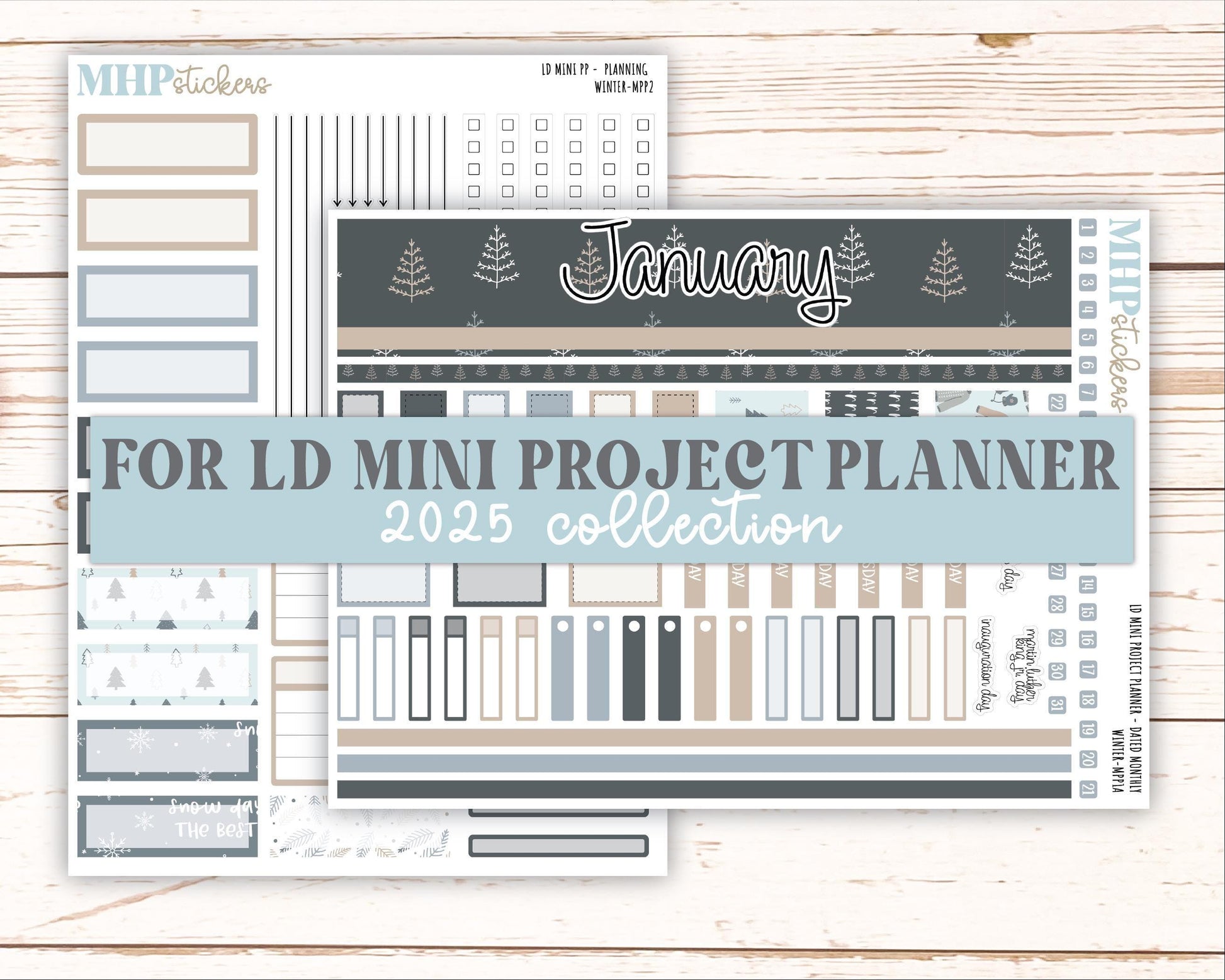 JANUARY 2025 Stickers for The Rose Small Laurel Denise Planner (Formerly Mini Project Planner) "Winter" || MPPW