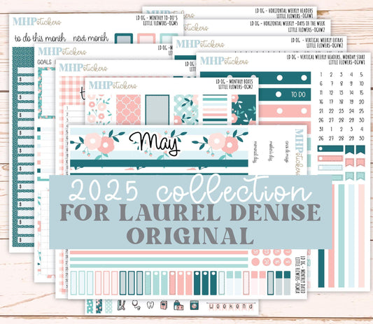 MAY 2025 Stickers for Large size Horizontal & Vertical Laurel Denise Planner. (Formerly Original or Standar Size) "Little Flowers" || OGLF