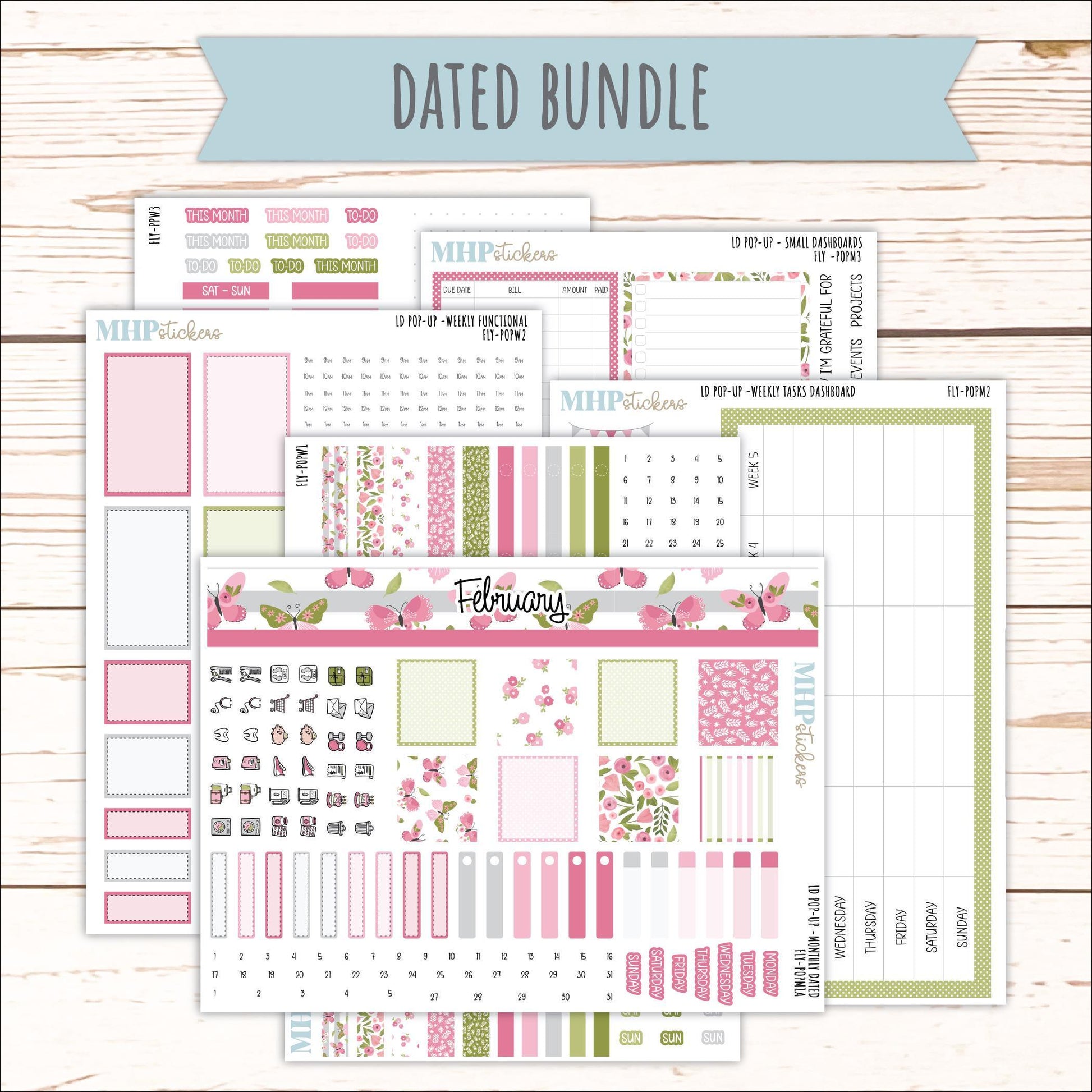 FEBRUARY 2026 Stickers for The Jo, Laurel Denise Planner (Formerly Pop-Up Planner) "Fly" || POP
