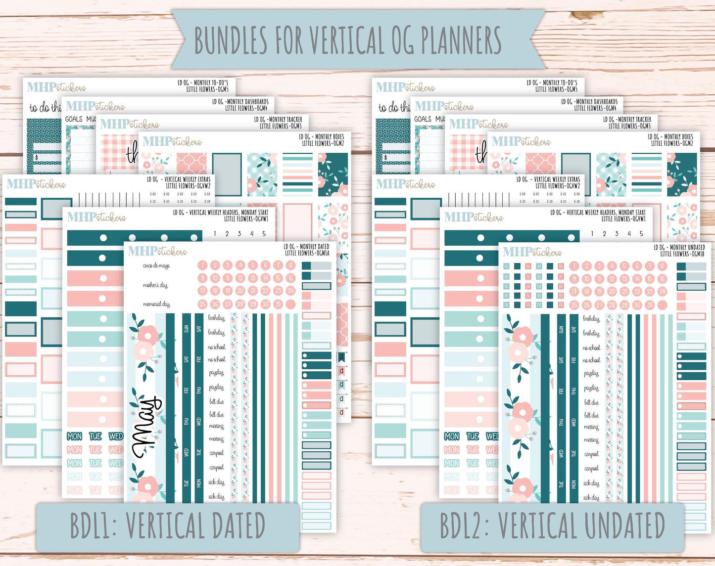MAY 2025 Stickers for Large size Horizontal & Vertical Laurel Denise Planner. (Formerly Original or Standar Size) "Little Flowers" || OGLF