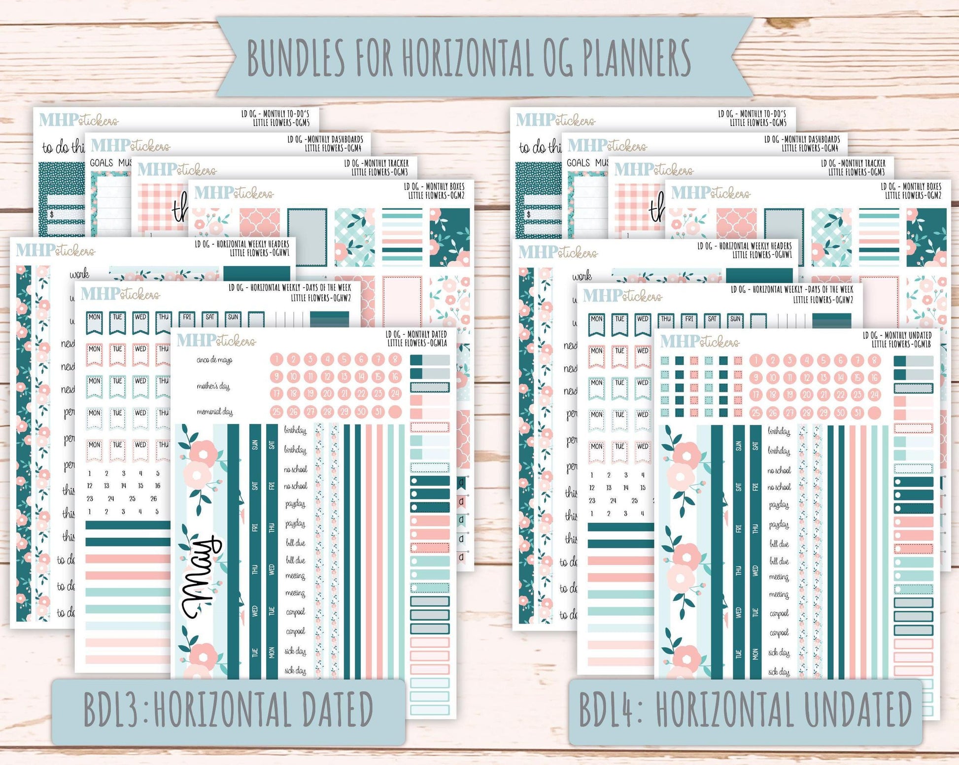 MAY 2025 Stickers for Large size Horizontal & Vertical Laurel Denise Planner. (Formerly Original or Standar Size) "Little Flowers" || OGLF