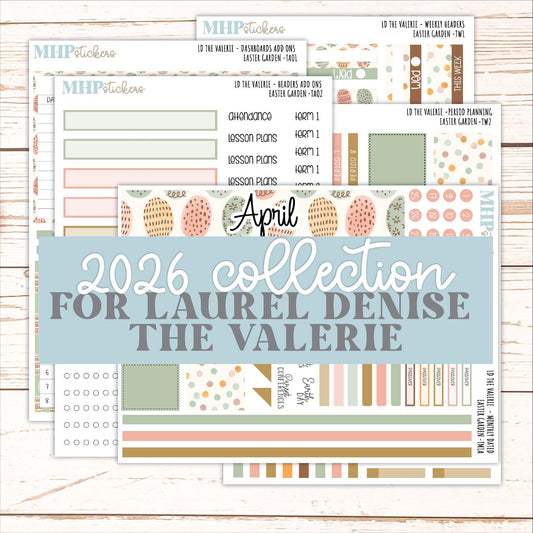 APRIL Stickers for The Valerie Laurel Denise Planner (Formerly Teacher Planner) "Easter Garden" || TC