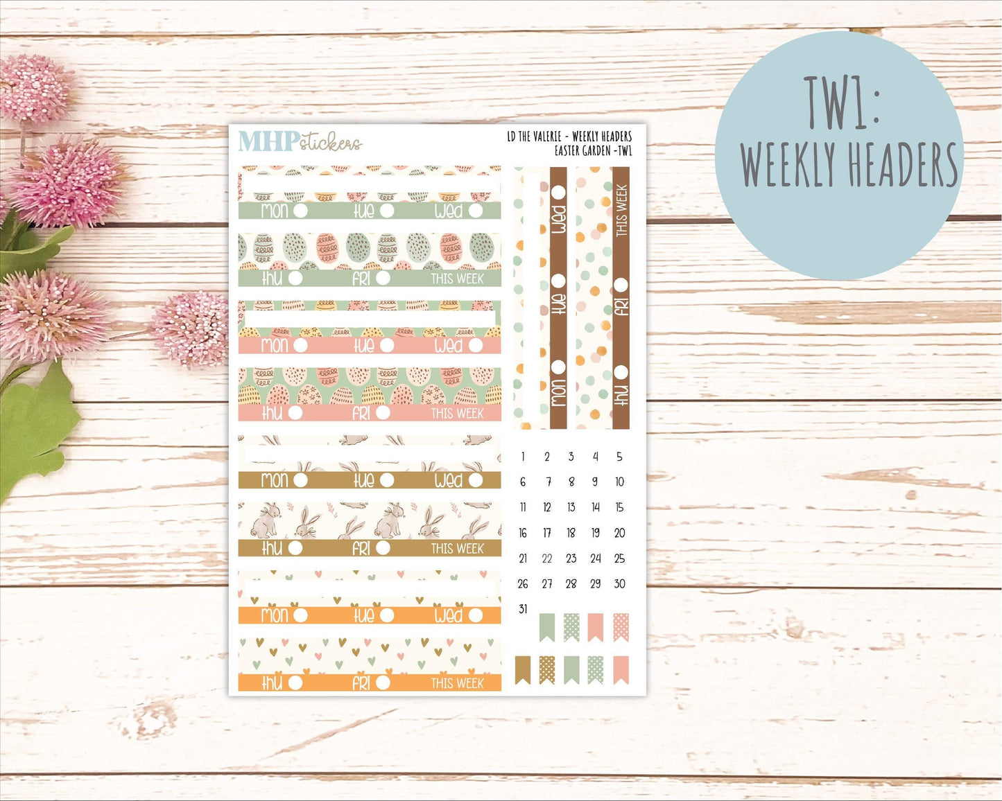 APRIL Stickers for The Valerie Laurel Denise Planner (Formerly Teacher Planner) "Easter Garden" || TC
