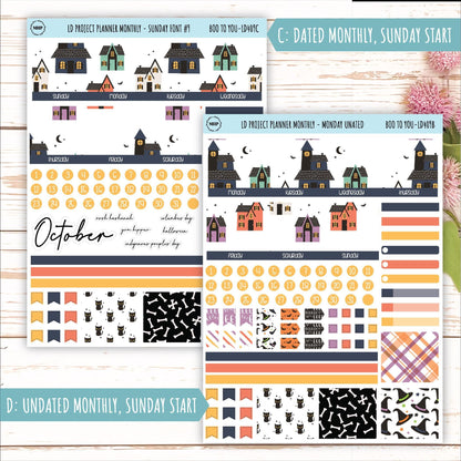 OCTOBER Stickers for The Rose Large Laurel Denise Planner (Formerly Project Planner) "Boo to You" || LD409BY