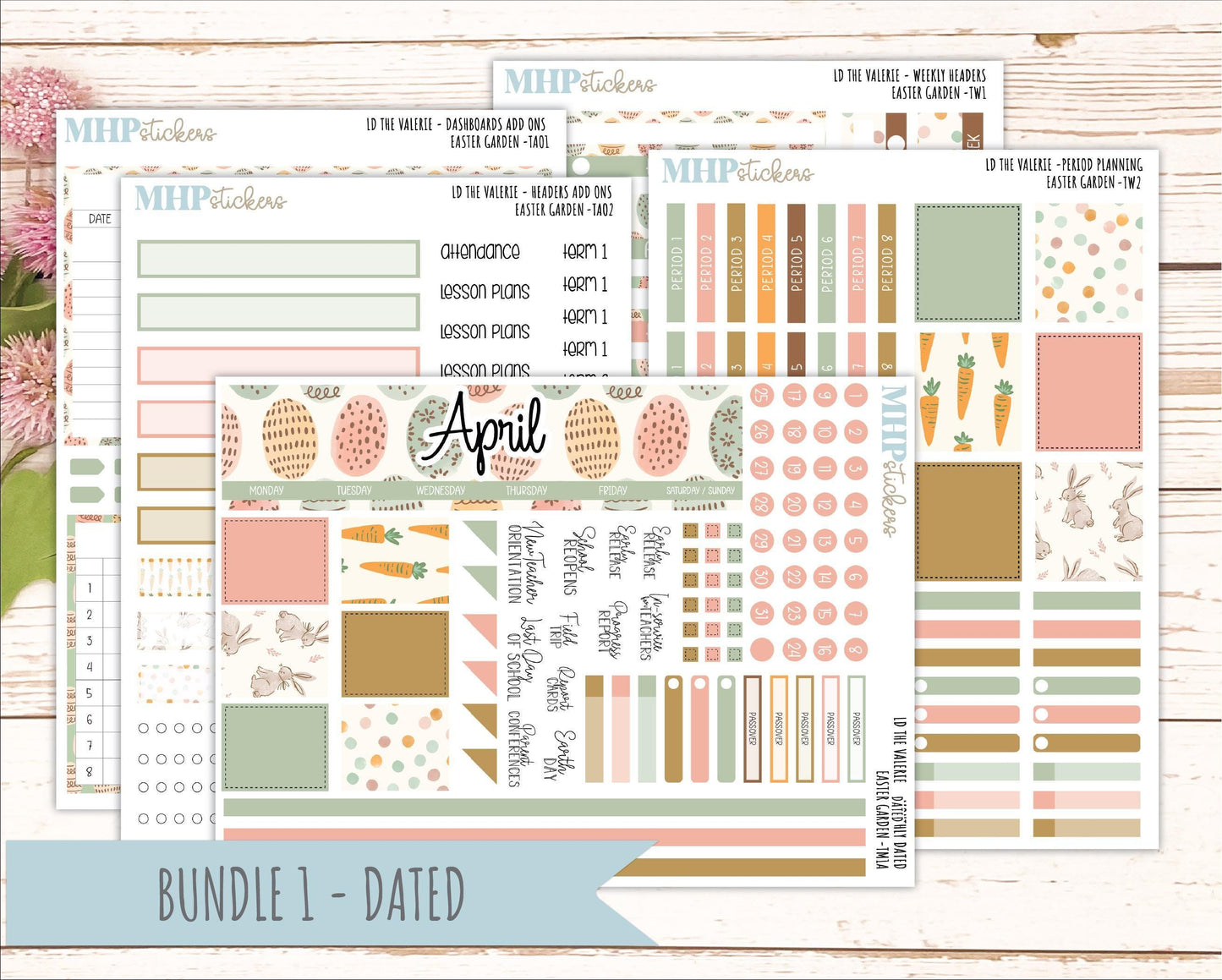 APRIL Stickers for The Valerie Laurel Denise Planner (Formerly Teacher Planner) "Easter Garden" || TC